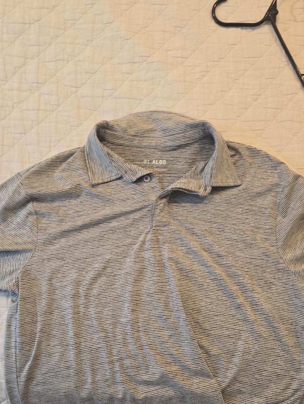 Comfort-Fit Men's Polo in Light Gray Stripes by St. Aego